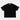 Black t-shirt with a small logo on a white background